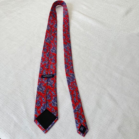 Croft&Barrow Paisley silk Tie. Red - Picture 4 of 8